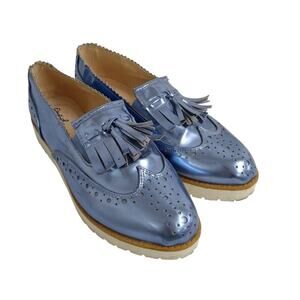Metallic Blue Qupid Loafers 8.5 – Fringe Dandycore Slip Ons